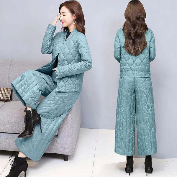 winter green clothes fashion down jacket suit female korean version light cotton wide leg pants two-piece set women's two piece, White
winter green clothes fashion down jacket suit female korean version light cotton wide leg pants two-piece set women's two piece, White