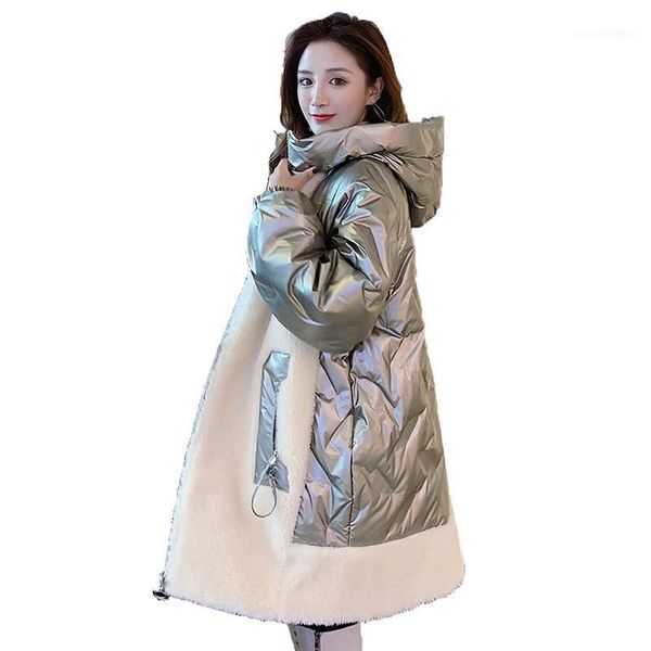 women's down & parkas winter real sheep wool fur coats ladies printed shearing long warm jackets coat stitching velvet coa1, Black
women's down & parkas winter real sheep wool fur coats ladies printed shearing long warm jackets coat stitching velvet coa1, Black