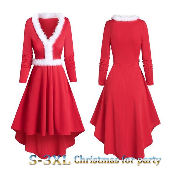casual dresses women christmas long sleeve v-neck red midi swing dress white plush trim pleated asymmetric party santa costume, Black;gray
casual dresses women christmas long sleeve v-neck red midi swing dress white plush trim pleated asymmetric party santa costume, Black;gray