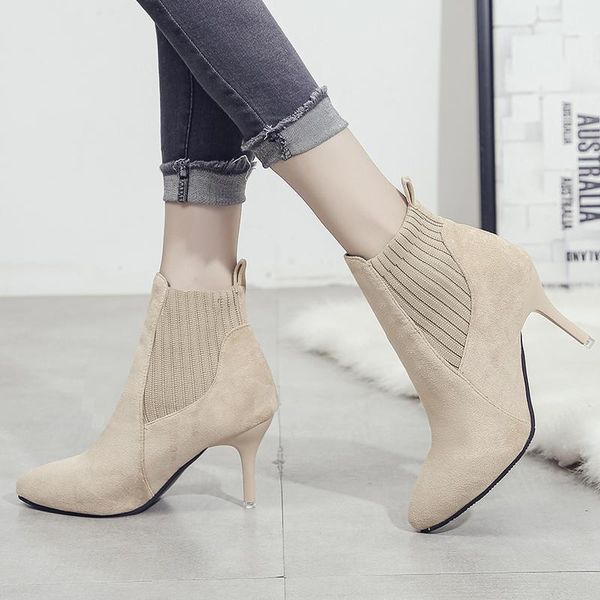 boots ankle women suede short flock pointed fashion winter booties woman knitted elastic slip on high heels, Black
boots ankle women suede short flock pointed fashion winter booties woman knitted elastic slip on high heels, Black
