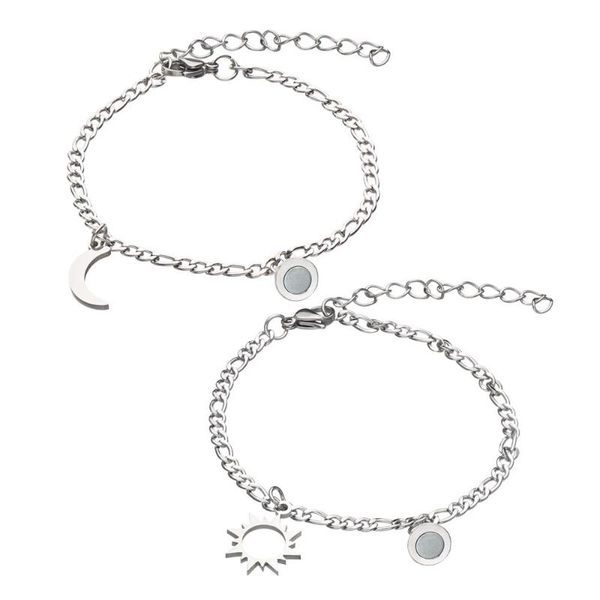 link, chain day gifts stainless steel gift for couple bracelets magnet moon and sun attraction, Black
link, chain day gifts stainless steel gift for couple bracelets magnet moon and sun attraction, Black