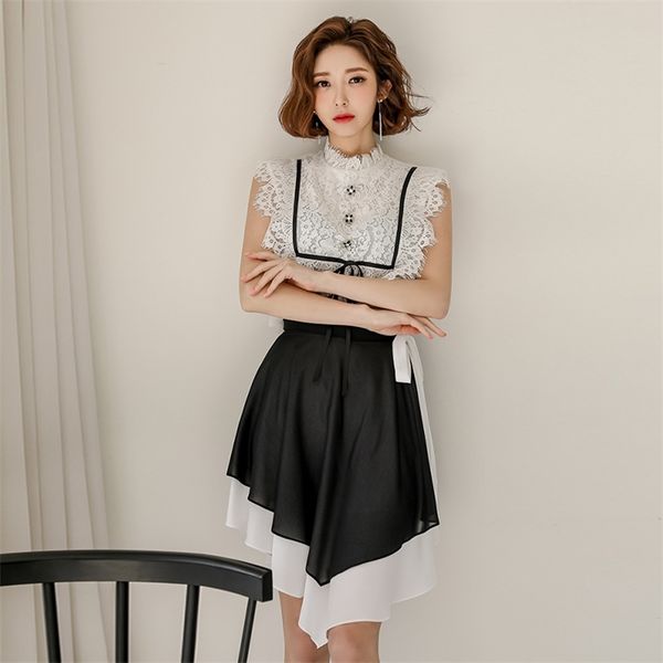 fashion office two piece set women sleeveless lace blouses + a-line skirt suits female elegant korean ol 210514, White
fashion office two piece set women sleeveless lace blouses + a-line skirt suits female elegant korean ol 210514, White