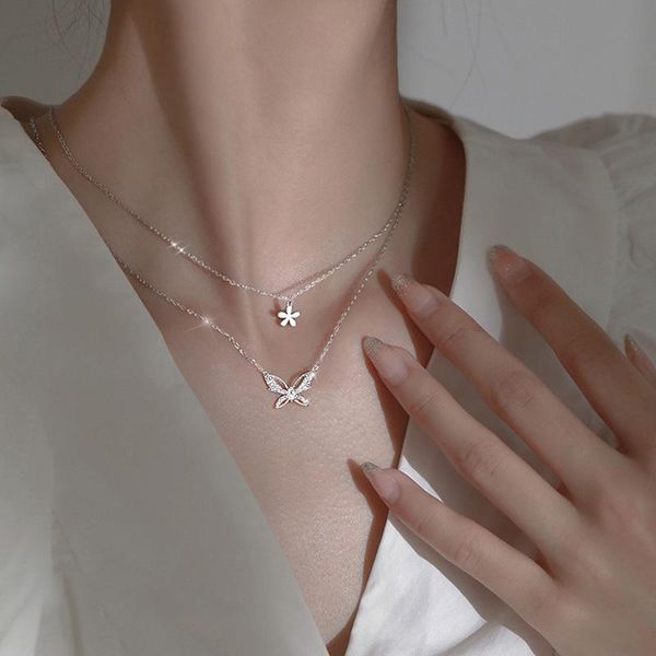 pendant necklaces kpop trendy for women choker necklace double-layer zircon butterfly girl light luxury jewelry collier, Silver
pendant necklaces kpop trendy for women choker necklace double-layer zircon butterfly girl light luxury jewelry collier, Silver
