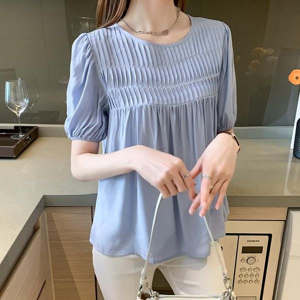 women's blouses & shirts houthion silk short sleeve plus size shirt solid korean casual o-neck fashion chiffon blouse, White
women's blouses & shirts houthion silk short sleeve plus size shirt solid korean casual o-neck fashion chiffon blouse, White