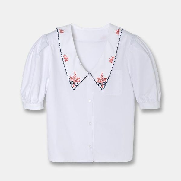 women's blouses & shirts women embroidered collar shirt white female bubble sleeve top
women's blouses & shirts women embroidered collar shirt white female bubble sleeve top