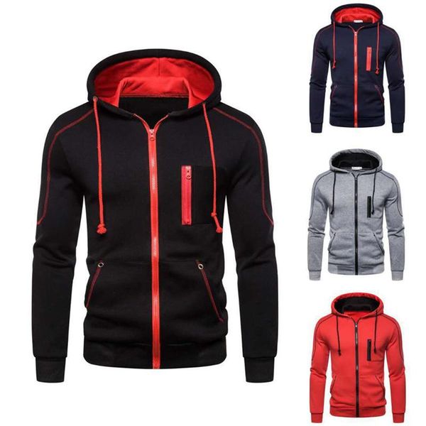 running jackets men's cardigan sweatshirt jacket autumn casual fleece zipper solid color sportswear hooded slim, Black;red
running jackets men's cardigan sweatshirt jacket autumn casual fleece zipper solid color sportswear hooded slim, Black;red
