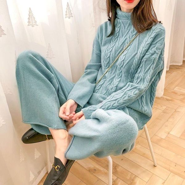 women's two piece pants set tracksuit women turtleneck pullover sweater + wide leg knit suit 2 winter 2021 x580, White
women's two piece pants set tracksuit women turtleneck pullover sweater + wide leg knit suit 2 winter 2021 x580, White