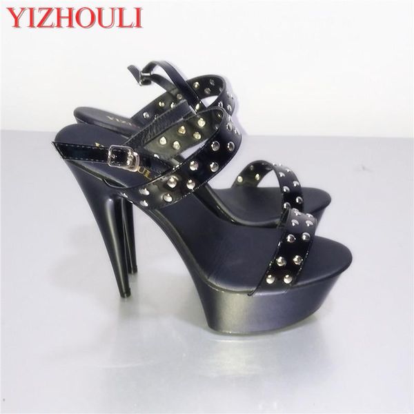 dazzle beautiful fashion double-row rivets ultra-high black sandals during stage with 15 cm temptation
dazzle beautiful fashion double-row rivets ultra-high black sandals during stage with 15 cm temptation