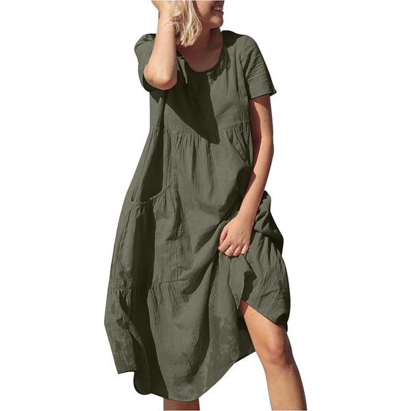 casual dresses maxi for women solid dress woman summer 2021 beach loose pleated elegant robe femme, Black;gray
casual dresses maxi for women solid dress woman summer 2021 beach loose pleated elegant robe femme, Black;gray