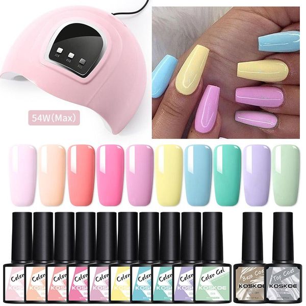 nail art kits koskoe 10/12pcs gel polish with 54w uv lamp dryer set glitter hybrid varnish base coat soak off
nail art kits koskoe 10/12pcs gel polish with 54w uv lamp dryer set glitter hybrid varnish base coat soak off