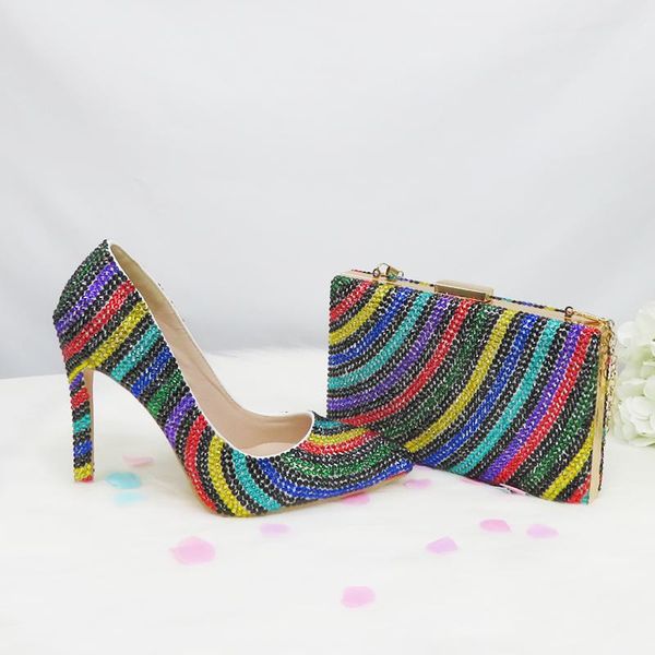 dress shoes 2021 arrive women wedding with matching bags multicolored crystal high heels pointed toe party pumps, Black
dress shoes 2021 arrive women wedding with matching bags multicolored crystal high heels pointed toe party pumps, Black