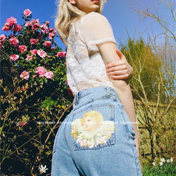 women's jeans women casual england style high waist back little angle pattern printting denim trousers pants for female, Blue
women's jeans women casual england style high waist back little angle pattern printting denim trousers pants for female, Blue