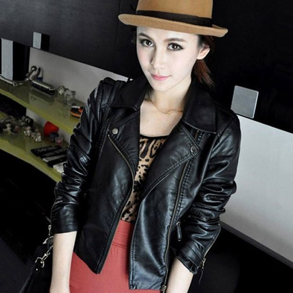 women's leather & faux women large size jackets pu short motorcycle jacket zipper pockets punk coat ladies casaco autumn winter 67u2, Black
women's leather & faux women large size jackets pu short motorcycle jacket zipper pockets punk coat ladies casaco autumn winter 67u2, Black