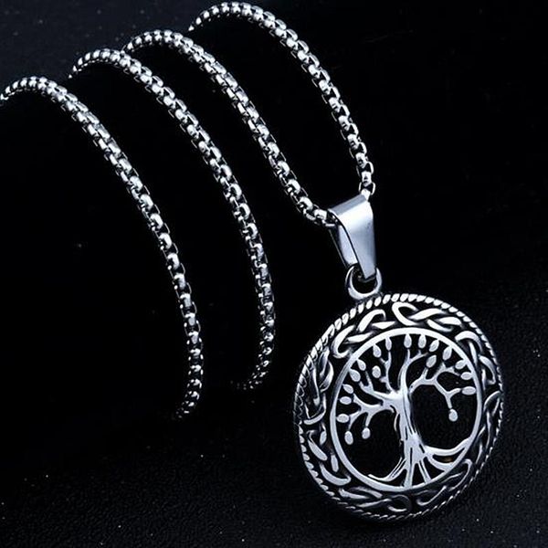 viking tree of life round pendant chain necklace for men women punk hip hop rock style gift necklaces, Silver
viking tree of life round pendant chain necklace for men women punk hip hop rock style gift necklaces, Silver