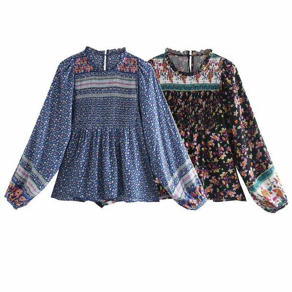fall 2021 black ruffle print women's blouses vintage blue floral crop women summer long sleeve elastic waist ladies & shirts, White
fall 2021 black ruffle print women's blouses vintage blue floral crop women summer long sleeve elastic waist ladies & shirts, White
