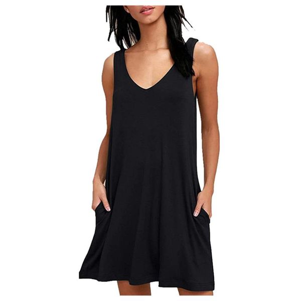 casual dresses loose sleeveless tank dress women solid color v neck spaghetti strap beach sundress fashion pockets mini vestidos, Black;gray
casual dresses loose sleeveless tank dress women solid color v neck spaghetti strap beach sundress fashion pockets mini vestidos, Black;gray
