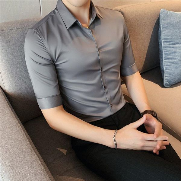 men's dress shirts 2021 summer business shirt thin ice silk medium sleeve slim fit casual dark gray office a formal occasions leisure, White;black
men's dress shirts 2021 summer business shirt thin ice silk medium sleeve slim fit casual dark gray office a formal occasions leisure, White;black
