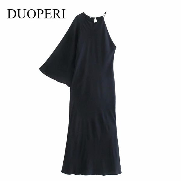 casual dresses duoperi 2021 black dress women asymmetrical design one wide sleeve elegant chic lady prom midi long female robe femme, Black;gray
casual dresses duoperi 2021 black dress women asymmetrical design one wide sleeve elegant chic lady prom midi long female robe femme, Black;gray