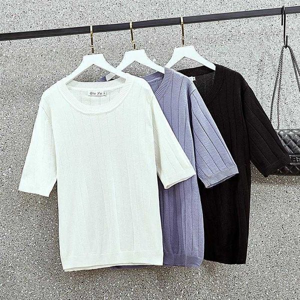 l-3xl large size women kint summer chic sweater t-shirt short sleeve o neck solid oversized kint pullovers female 210604, White;black
l-3xl large size women kint summer chic sweater t-shirt short sleeve o neck solid oversized kint pullovers female 210604, White;black