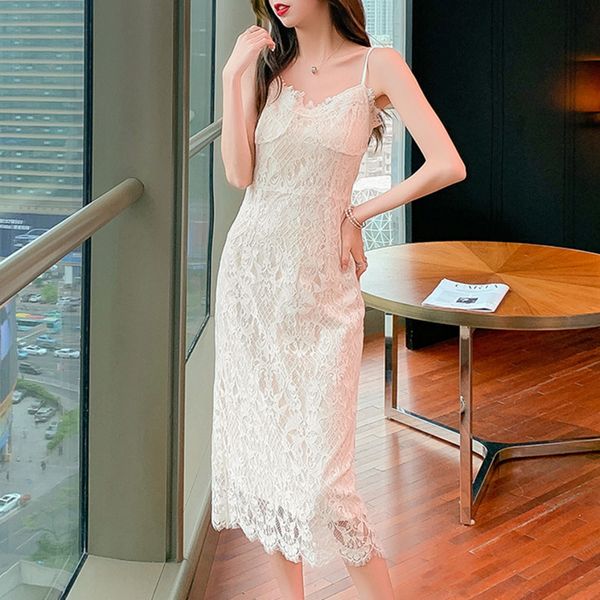 french summer lace spaghetti strap dress women vintage slim v-neck female dress casual holiday party dresses vestidos 210515, Black;gray
french summer lace spaghetti strap dress women vintage slim v-neck female dress casual holiday party dresses vestidos 210515, Black;gray