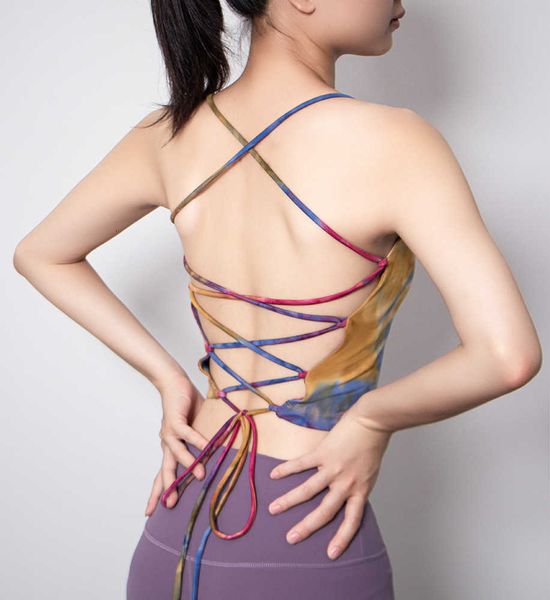 gradually tie dyed vt women's bra summer sports pilat back suspender short yoga suit, Gray
gradually tie dyed vt women's bra summer sports pilat back suspender short yoga suit, Gray