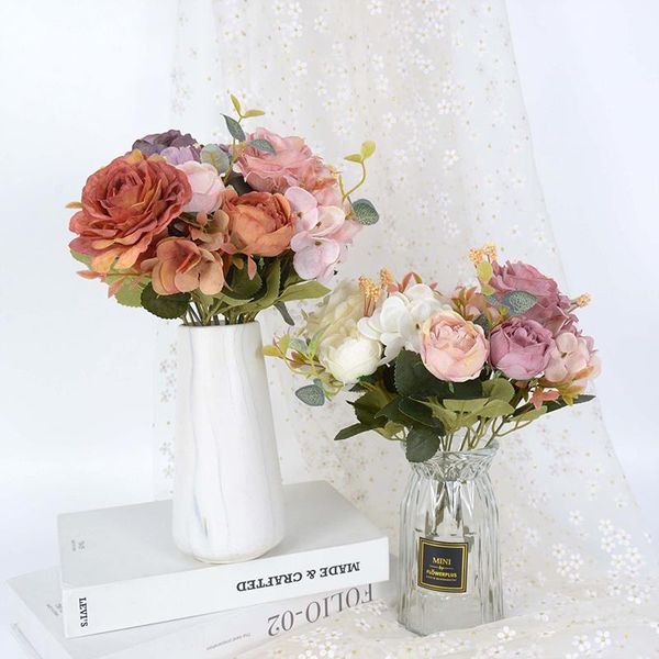 decorative flowers & wreaths 6heads/bunch artificial hydrangea roses wedding for bride hand bouquet craft fake home decorations
decorative flowers & wreaths 6heads/bunch artificial hydrangea roses wedding for bride hand bouquet craft fake home decorations