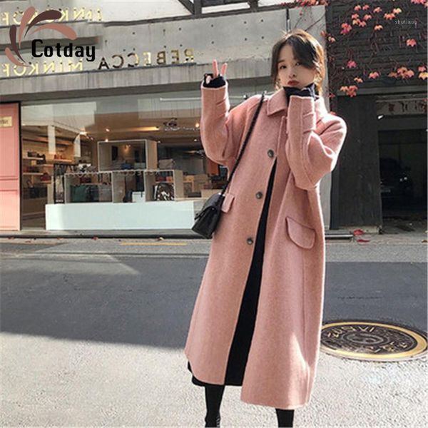 women's wool & blends cotday turn-down collar single breasted loose long pink korea style 2021 sweet elegant womens winter warm woolen, Black
women's wool & blends cotday turn-down collar single breasted loose long pink korea style 2021 sweet elegant womens winter warm woolen, Black
