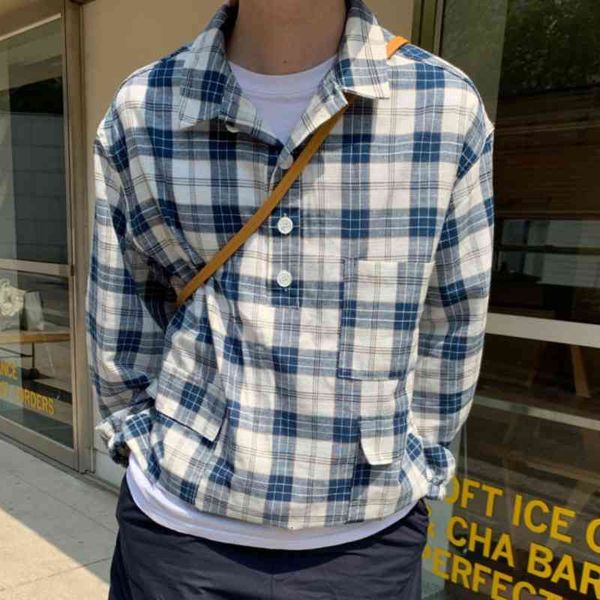 men's casual shirts korean cotton pullover fashion retro plaid men streetwear loose spring autumn long sleeve mens hs3n, White;black
men's casual shirts korean cotton pullover fashion retro plaid men streetwear loose spring autumn long sleeve mens hs3n, White;black