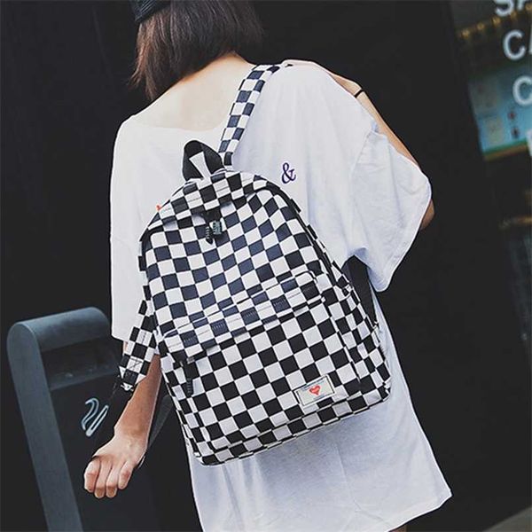 fashion canvas backpack trend women checkerboard wear daypack lapbag large capacity outdoor travel student book schoolbag 211029
fashion canvas backpack trend women checkerboard wear daypack lapbag large capacity outdoor travel student book schoolbag 211029
