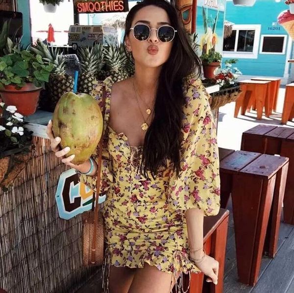 sheath yellow floral print summer ruffle detail long sleeves mini short for women tie neckline party es, Black;gray
sheath yellow floral print summer ruffle detail long sleeves mini short for women tie neckline party es, Black;gray