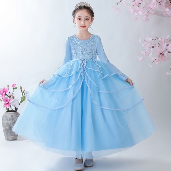 2020 new girls' evening long pengpeng princess skirt middle school children's wedding autumn and winter dress, Blue
2020 new girls' evening long pengpeng princess skirt middle school children's wedding autumn and winter dress, Blue