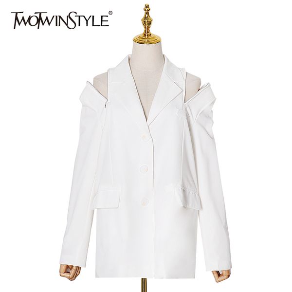 twotwinstyle hollow out casual blazer for women notched long sleeve white chic blazers female fashion new spring clothing 210428, White;black
twotwinstyle hollow out casual blazer for women notched long sleeve white chic blazers female fashion new spring clothing 210428, White;black
