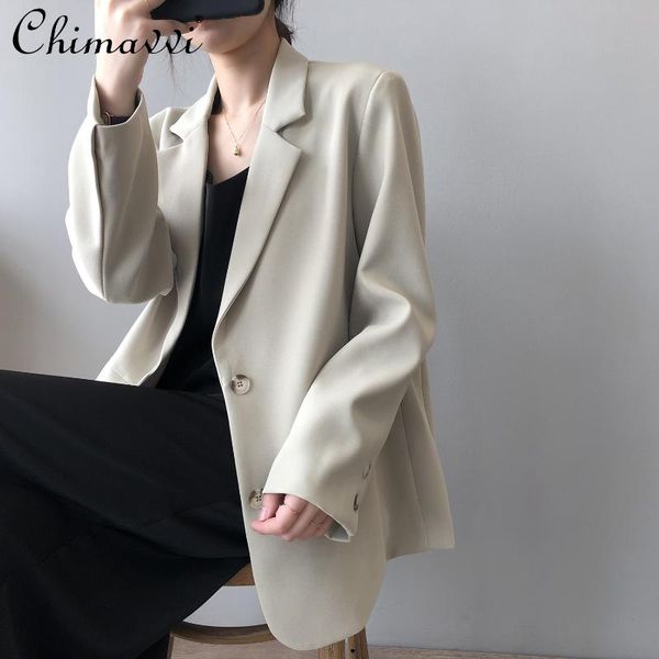 women's suits & blazers casual blazer suit feminine 2021 spring korean fashion long sleeve padded shoulder loose simple commuter women, White;black
women's suits & blazers casual blazer suit feminine 2021 spring korean fashion long sleeve padded shoulder loose simple commuter women, White;black