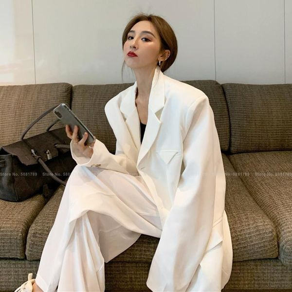women fashion korean style streetwear harajuku casual oversize suit jackets pants wide leg trousers vintage coat clothing set women's t, White
women fashion korean style streetwear harajuku casual oversize suit jackets pants wide leg trousers vintage coat clothing set women's t, White