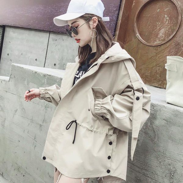 women's trench coats spring autumn hooded jacket women fashion korean windbreakers casual loose solid short frock coat zipper pocket ou, Tan;black
women's trench coats spring autumn hooded jacket women fashion korean windbreakers casual loose solid short frock coat zipper pocket ou, Tan;black
