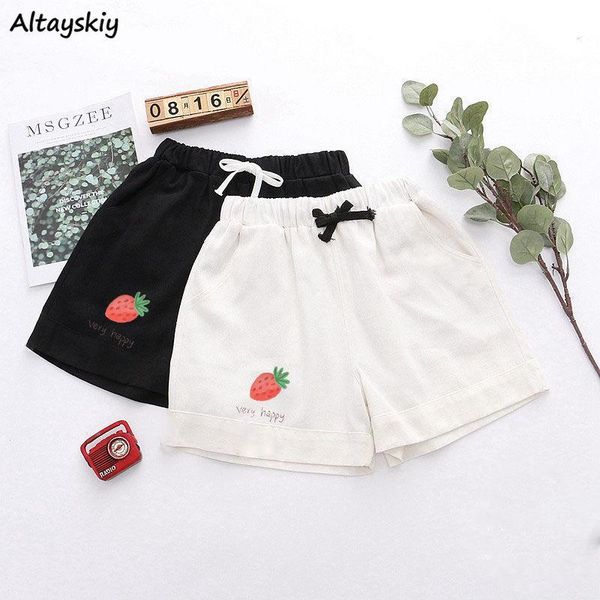 women's shorts women japanese summer casual high waist drawstring wide leg trousers korean style loose sweet cute strawberry print chic, White;black
women's shorts women japanese summer casual high waist drawstring wide leg trousers korean style loose sweet cute strawberry print chic, White;black