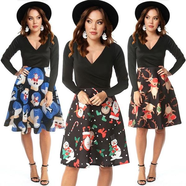 casual dresses 2021 autumn winter v-neck leisure long-sleeved slim-fit middle-waisted dress printing splicing christmas holiday a- line, Black;gray
casual dresses 2021 autumn winter v-neck leisure long-sleeved slim-fit middle-waisted dress printing splicing christmas holiday a- line, Black;gray