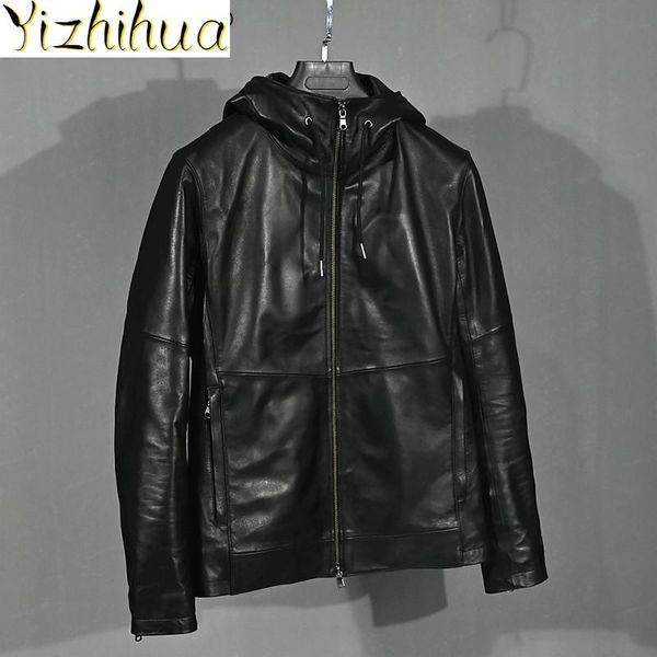 men's leather & faux azazel 2021 genuine jacket hooded sheepskin coat spring autumn mens jackets chaqueta cuero hombre, Black
men's leather & faux azazel 2021 genuine jacket hooded sheepskin coat spring autumn mens jackets chaqueta cuero hombre, Black