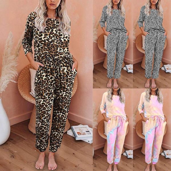 women's two piece pants leopard set casual long sleeve pant suits printed split pajamas home suit women outfit tracksuits, White
women's two piece pants leopard set casual long sleeve pant suits printed split pajamas home suit women outfit tracksuits, White
