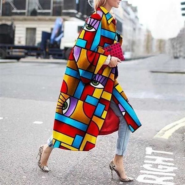 women spring coat long length flared sleeve printed loose windbreaker straight type lapel 211021, Tan;black
women spring coat long length flared sleeve printed loose windbreaker straight type lapel 211021, Tan;black