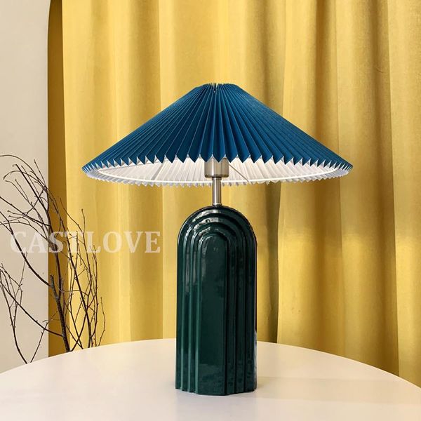 table lamps nordic ceramic led retro fold umbrella desk lamp living room dining home decor reading bedroom bedside lights