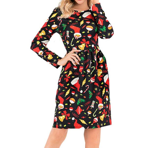 women dress year christmas dresses fashion o-neck bear printed party plus size female 2021 autumn casual, Black;gray
women dress year christmas dresses fashion o-neck bear printed party plus size female 2021 autumn casual, Black;gray