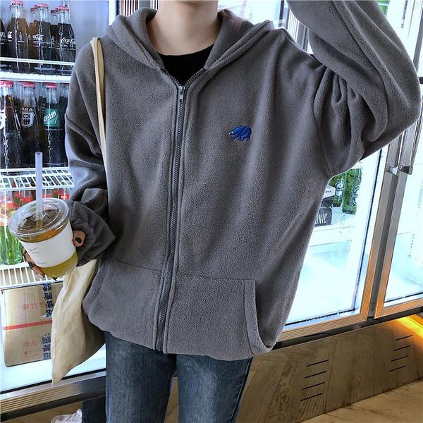 women's hoodies & sweatshirts solid color harajuku korean lamb wool streetwear women long sleeve pockets zipper hooded casual outwear, Black
women's hoodies & sweatshirts solid color harajuku korean lamb wool streetwear women long sleeve pockets zipper hooded casual outwear, Black