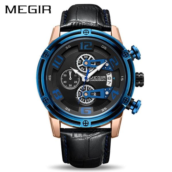 wristwatches megir chronograph sport watch men leather strap creative quartz watches clock military wristwatch reloj hombre montre homme, Slivery;brown
wristwatches megir chronograph sport watch men leather strap creative quartz watches clock military wristwatch reloj hombre montre homme, Slivery;brown