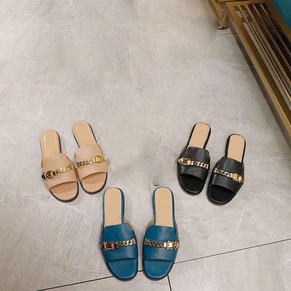 2021 r women chain slippers slides sandals woman genuine leather sandal shoes fashion summer ladies flat non slip slide with box large size, Black
2021 r women chain slippers slides sandals woman genuine leather sandal shoes fashion summer ladies flat non slip slide with box large size, Black