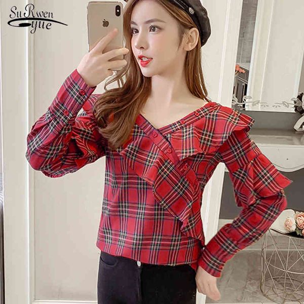 autumn cotton long sleeve plaid women blouse office lady v-neck pullover pink red women's shirt blusas mujer 6421 50 210508, White
autumn cotton long sleeve plaid women blouse office lady v-neck pullover pink red women's shirt blusas mujer 6421 50 210508, White