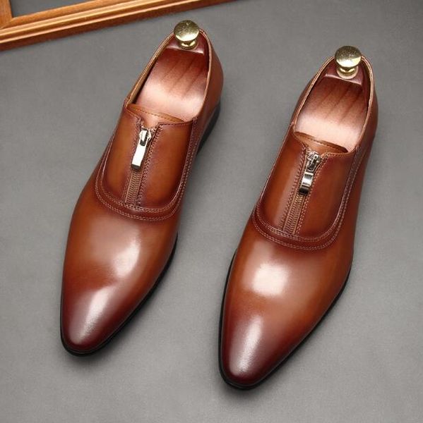 mens cowhide dress shoes genuine leather fashion luxury business casual red bottom zip pointed toe loafers england party wedding formal offi, Black
mens cowhide dress shoes genuine leather fashion luxury business casual red bottom zip pointed toe loafers england party wedding formal offi, Black