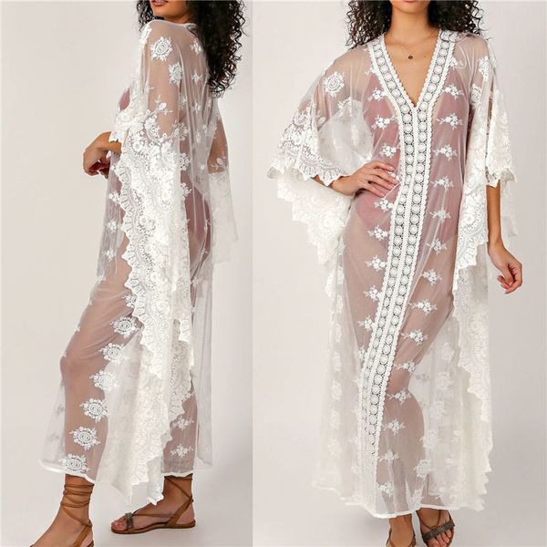 see through embroidered deep v-neck bats sleeve loose summer beach dress plus size women beachwear maxi dress n984 210416, White;black
see through embroidered deep v-neck bats sleeve loose summer beach dress plus size women beachwear maxi dress n984 210416, White;black