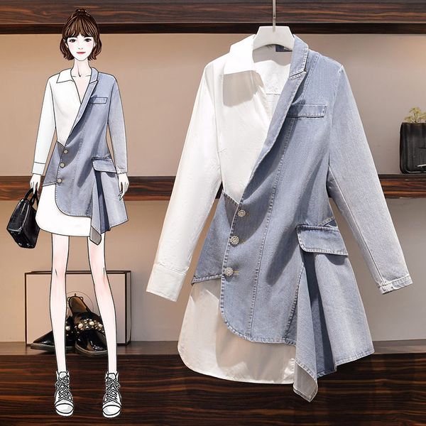 korean large size womens autumn clothes new style irregular denim stitching dress slim female long sleeve shirt dress l-4xly034, Black;gray
korean large size womens autumn clothes new style irregular denim stitching dress slim female long sleeve shirt dress l-4xly034, Black;gray