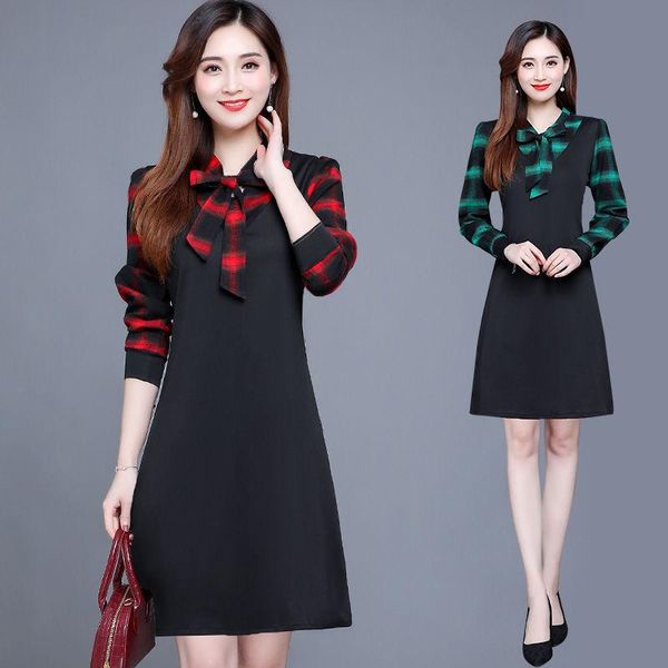 autumn winter 2021 lattice v-neck splicing long sleeve fake two pieces dress elegant women's fashion mid length a-line casual dresses, Black;gray
autumn winter 2021 lattice v-neck splicing long sleeve fake two pieces dress elegant women's fashion mid length a-line casual dresses, Black;gray